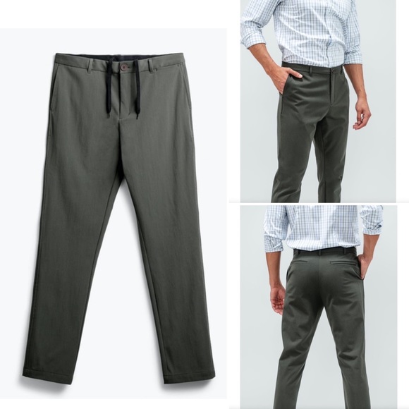 Ministry of Supply Olive Green Pace Tapered Chino Pants Sz 38 Tall NWT - Picture 2 of 15